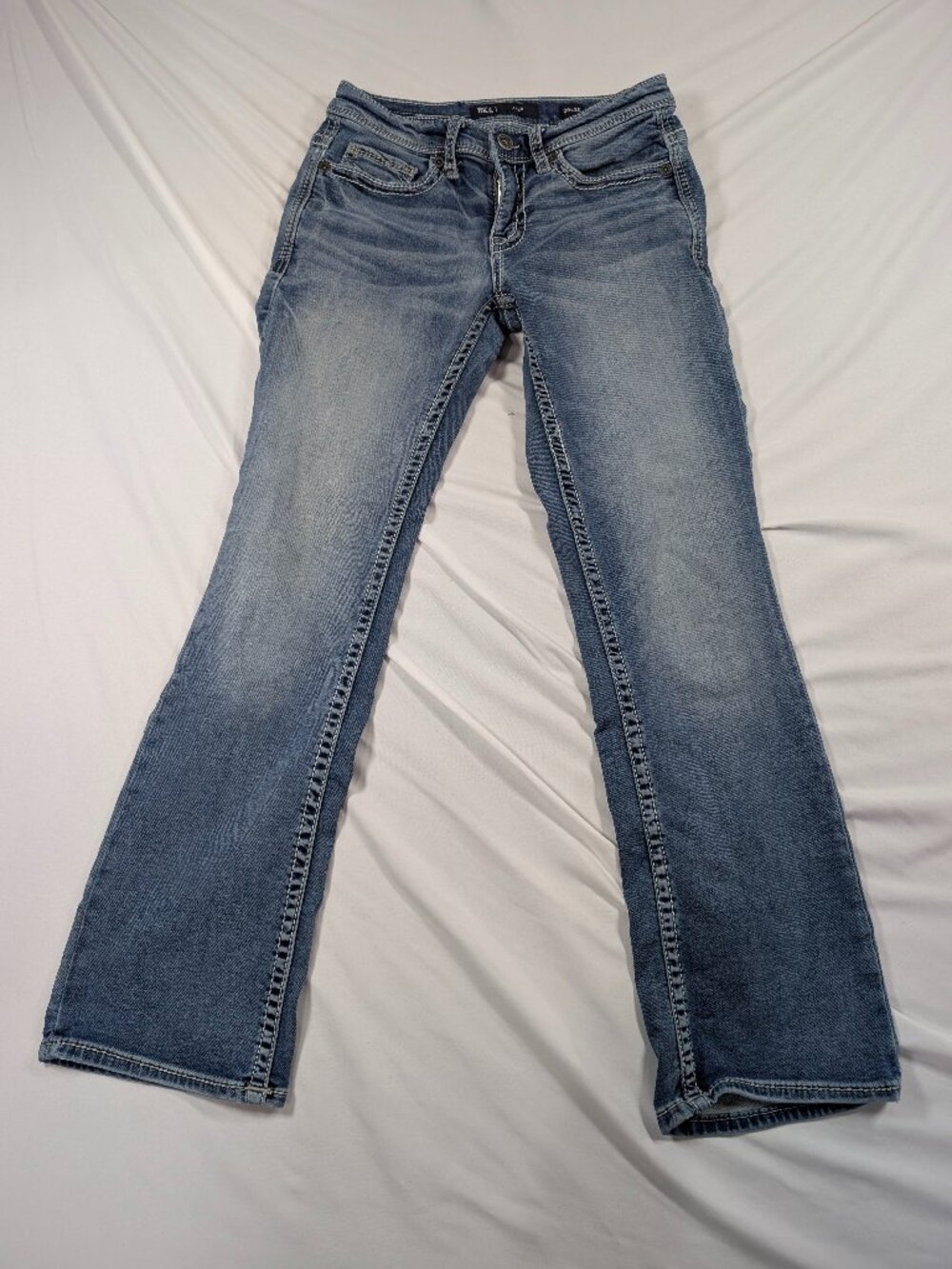 BKE Buckle Aiden Jeans Mens 28x30 Medium Wash Thick Contrast Stitch Denim